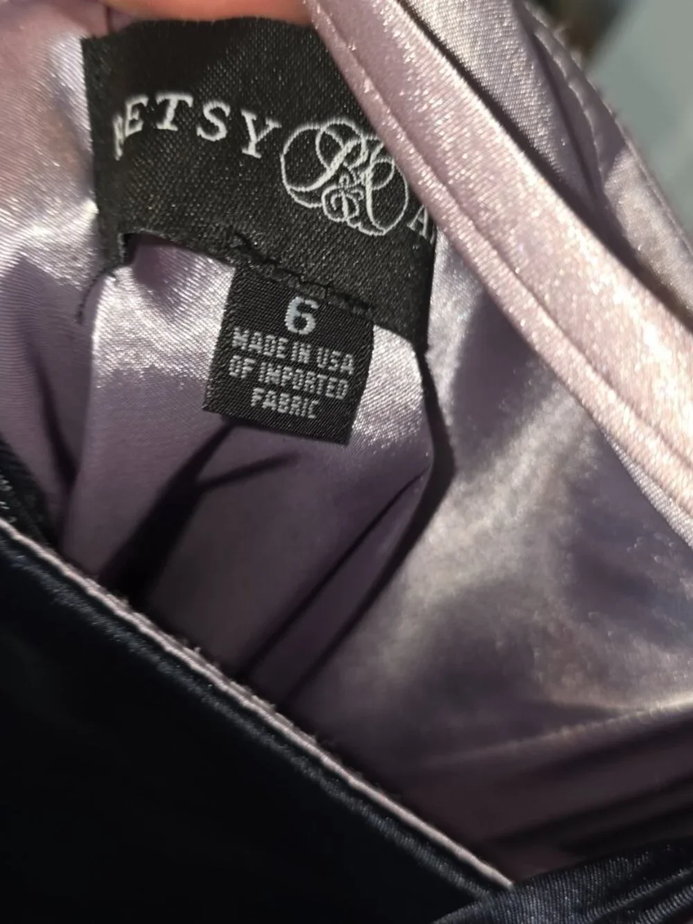 NWT Betsy & Adam Two-Tone Satin Open Back Gown Size 6